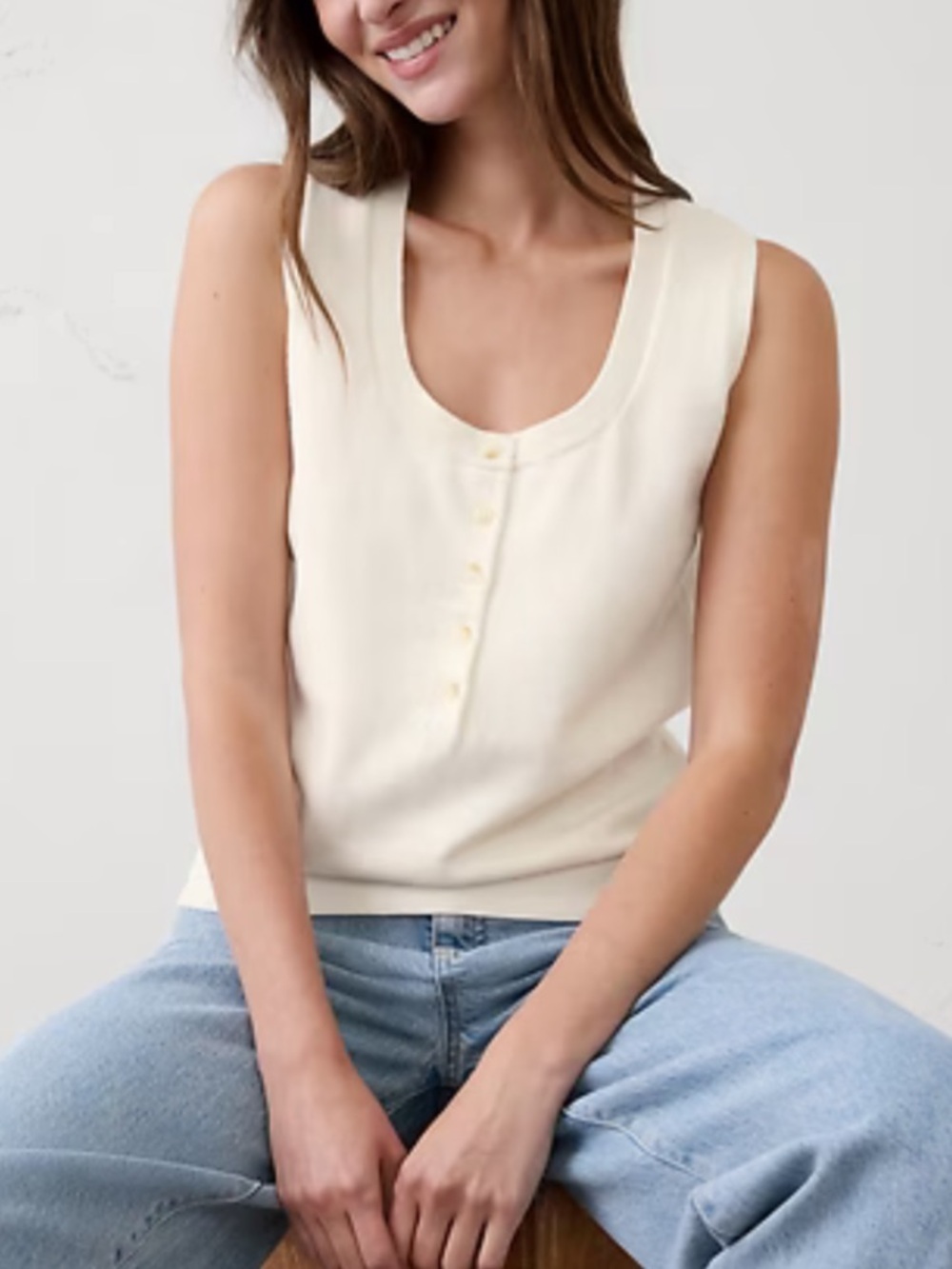 NWT - Banana Republic Factory - Henley Sweater Tank - snow day - size M